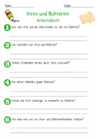 Vorschau - Arbeitsblätter - Viren und Bakterien Arbeitsblatt (1) 7. & 8. Klasse Mikroorganismen AB mit Lösungen - Seite 1