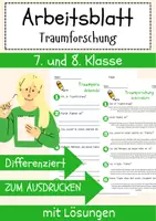 Vorschau - Arbeitsblätter - Traumforschung Arbeitsblatt 7. & 8. Klasse Schlafphasen AB mit Lösungen - Deckblatt