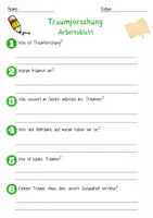 Vorschau - Arbeitsblätter - Traumforschung Arbeitsblatt 7. & 8. Klasse Schlafphasen AB mit Lösungen - Seite 1