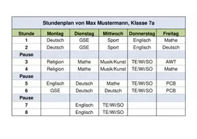 Vorschau - Arbeitsblätter - EDV/Informatik/Word: Word - Übungsaufgabe Stundenplan - Seite 3