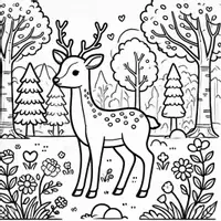 Aperçu - Matériel pour travaux manuels / dessin - Cerfs coloriages (50 modèles à colorier) - Page 1