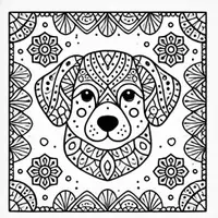 Aperçu - Matériel pour travaux manuels / dessin - Chiens Mandalas coloriages (50 modèles à colorier) - Page 3