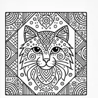 Aperçu - Matériel pour travaux manuels / dessin - Chats Mandalas coloriages (50 modèles à colorier) - Page 1