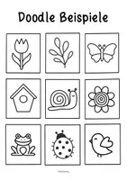 Vorschau - Mal- und Bastelvorlagen - Pop Art Frühlings Schrift zum Weiter & Ausmalen - Moderne Kunst im Frühling - Seite 1