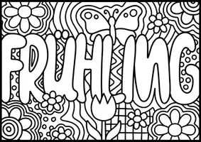 Vorschau - Mal- und Bastelvorlagen - Pop Art Frühlings Schrift zum Weiter & Ausmalen - Moderne Kunst im Frühling - Seite 3