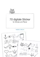 Vorschau - Mal- und Bastelvorlagen - 70 digitale Sticker für Goodnotes, Schule und Planer - Deckblatt