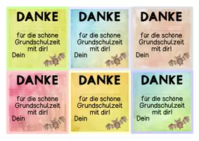 Vorschau - Bildkarten - Grußkärtchen Fledermausklasse - DANKE für die schöne Grundschulzeit mit dir! - Seite 2
