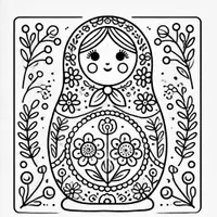 Aperçu - Matériel pour travaux manuels / dessin - Matriochkas coloriages (50 modèles à colorier) - Page 1