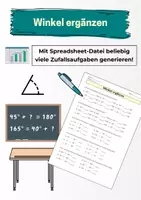 Vorschau - Arbeitsblätter - Winkel berechnen Zufallsaufgaben - Deckblatt