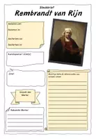Vorschau - Arbeitsblätter - Rembrandt van Rijn - Künstlersteckbrief // Recherchearbeit - Deckblatt