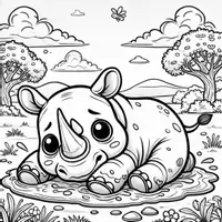 Aperçu - Matériel pour travaux manuels / dessin - Rhinocéros coloriages (50 modèles à colorier) - Page 1