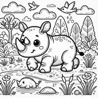 Aperçu - Matériel pour travaux manuels / dessin - Rhinocéros coloriages (50 modèles à colorier) - Page 2