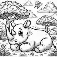 Aperçu - Matériel pour travaux manuels / dessin - Rhinocéros coloriages (50 modèles à colorier) - Page 3