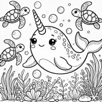 Aperçu - Matériel pour travaux manuels / dessin - Narval coloriages (50 modèles à colorier) - Page 1