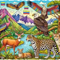 Aperçu - Matériel pour travaux manuels / dessin - Animaux nationaux d’Amérique du Sud - Coloriages (12 modèles à colorier) - Page de couverture