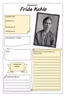 Vorschau - Arbeitsblätter - Frida Kahlo - Künstlersteckbrief // Recherchearbeit - Deckblatt