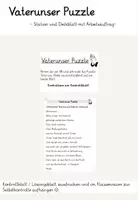 Vorschau - Arbeitsblätter - Vaterunser, Vater Unser Puzzle - Station, DIN-A4 - Deckblatt