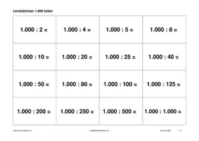 Vorschau - Aufgabenkarten - Lernkärtchen 1.000 teilen - Seite 3