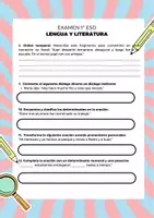 Vista previa - Hojas de trabajo - 1 ESO LENGUA Y LITE EXAMEN determinantes y pronombres, textos y subgéneros narrativos - página 2