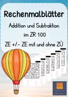 Vorschau - Stationenlernen - Rechenmalblätter ZR 100 Addition und Subtraktion mit und ohne ZÜ - Deckblatt