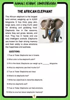 Vista previa - Hojas de trabajo - Reading Comprehension: Animal Descriptions and Comparisons - página 2
