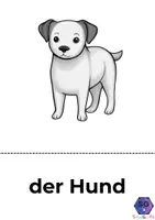 Vorschau - Arbeitsblätter - Tiere Lernkarten – Schwarz-Weiß Zeichnungen mit Artikeln - Deckblatt