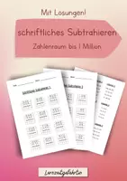 Vorschau - Arbeitsblätter - Schriftliches Subtrahieren - Deckblatt