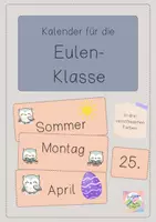 Vorschau - Bildkarten - Kalender-Karten für deine Eulen-Klasse - Deckblatt