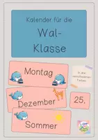Vorschau - Bildkarten - Kalender-Karten für deine Wal-Klasse - Deckblatt