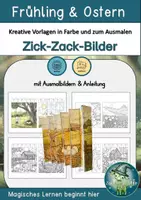 Vorschau - Mal- und Bastelvorlagen - Zickzackbilder zum Frühling: Kreative Vorlagen in Farbe & Schwarz-Weiß - Deckblatt