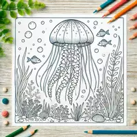 Aperçu - Matériel pour travaux manuels / dessin - Méduses - Coloriages (51 modèles à colorier) - Page de couverture