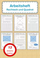 Vorschau - Arbeitsblätter - Rechteck und Quadrat - Konstruktion, Fläche, Umfang - Seite 1