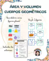 Vista previa - Tarjetas / Manipulativos - Área y volumen de cuerpos geométricos - Portada