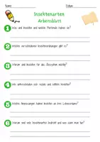 Vorschau - Arbeitsblätter - Insektenarten Arbeitsblatt 7. & 8. Klasse Schmetterlinge AB mit Lösungen - Seite 1