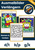 Vorschau - Arbeitsblätter - ✏️ Lesen und Malen – Rechtschreibstrategie Verlängern | d/t, g/k, b/p (Deutsch) - Deckblatt