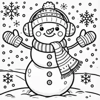Aperçu - Matériel pour travaux manuels / dessin - Bonhommes de neige - Coloriages (50 modèles à colorier) - Page 1