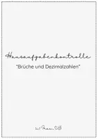 Vorschau - Arbeitsblätter - Test zum Thema "Brüche und Dezimalzahlen" - Deckblatt
