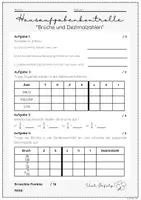 Vorschau - Arbeitsblätter - Test zum Thema "Brüche und Dezimalzahlen" - Seite 1