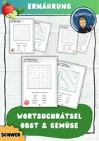Vorschau - Spiele - Ernährung: schwere Wortsuchrätsel für Grundschüler - Deckblatt