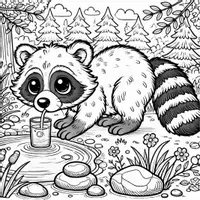 Aperçu - Matériel pour travaux manuels / dessin - Raton laveur - Coloriages (50 modèles à colorier) - Page 1