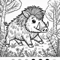 Aperçu - Matériel pour travaux manuels / dessin - Sanglier - Coloriages (50 modèles à colorier) - Page 1