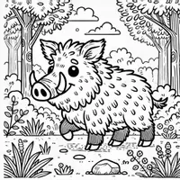 Aperçu - Matériel pour travaux manuels / dessin - Sanglier - Coloriages (50 modèles à colorier) - Page 3
