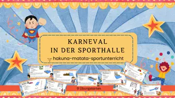 Vorschau - Stationenlernen - Karneval / Fasching Stationen Sport - Deckblatt