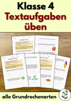 Vorschau - Arbeitsblätter - Textaufgaben üben - Sachrechnen Klasse 4 | Grundrechenarten - Deckblatt