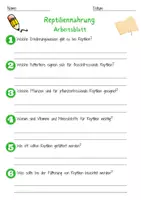 Vorschau - Arbeitsblätter - Reptiliennahrung Arbeitsblatt 7. & 8. Klasse Insektenfresser AB mit Lösungen - Seite 1