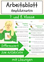 Vorschau - Arbeitsblätter - Amphibienarten Arbeitsblatt 7. & 8. Klasse Frösche AB mit Lösungen - Deckblatt
