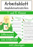 Vorschau - Arbeitsblätter - Amphibienartensterben Arbeitsblatt 7. & 8. Klasse Artenschutz AB mit Lösungen - Deckblatt