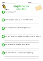 Vorschau - Arbeitsblätter - Säugetierearten Arbeitsblatt 7. & 8. Klasse Raubtiere AB mit Lösungen - Seite 1