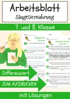 Vorschau - Arbeitsblätter - Säugetiernahrung Arbeitsblatt 7. & 8. Klasse Fleischfresser AB mit Lösungen - Deckblatt