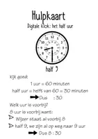 Voorbeeld - Hulpkaart digitale klok het half uur - Voorblad
